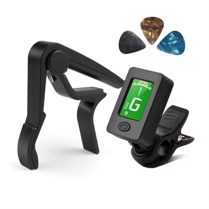 Afinador y cejilla cromático para guitarra-Black-Plástico ABS-Stack CR2032 incluida - 1