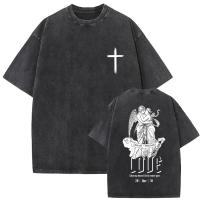 Camiseta Oversize Vintage Lavada De Jesus Perdonenles Padre Para Hombres Y Mujeres Estilo Gótico Rock Camisetas Tops De Calle - details 14