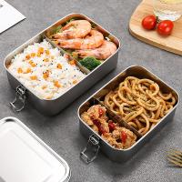 Stainless Steel Lunch Box, 1400ML Bento Box with Lock Clip, Leak-Proof Portable Food Storage Container for Salad Sandwich - details 4
