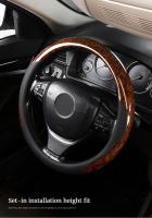 Cubierta De Volante De Cuero Microfibra Con Patrón De Madera Universal Ajuste Para 14.5-15 Pulgadas Durable Antideslizante Diseño De Venas - details 3