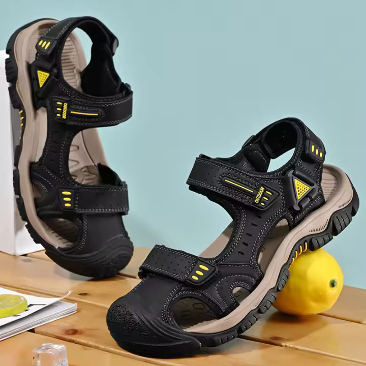 Sandalias De Verano Para Hombre Talla Grande En Cuero Genuino Antideslizantes Con Suela Suave Y Estilo Moderno 38-46 - 1