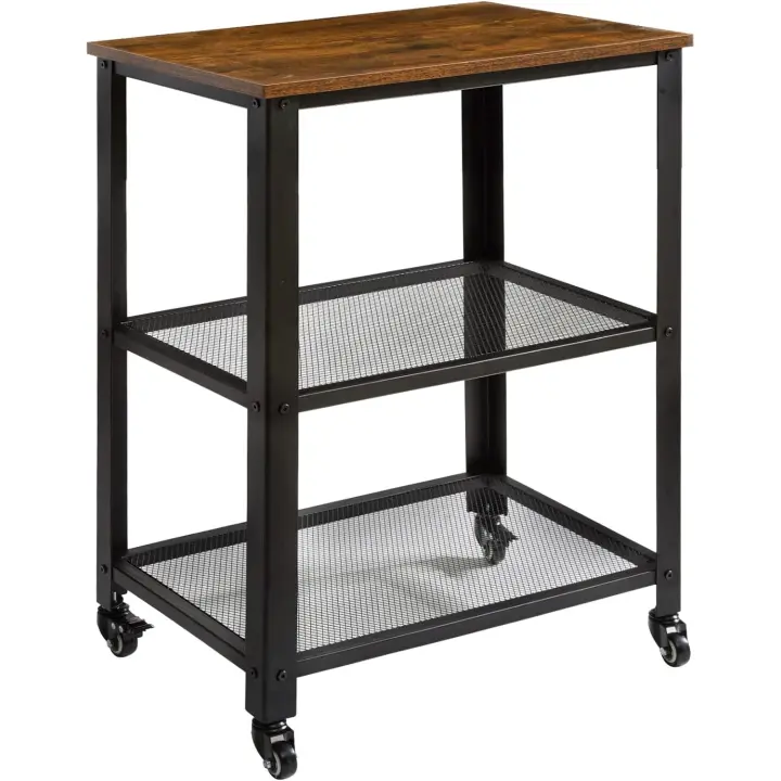 Carrito de Servicio de 3 Niveles, 60x40x81 cm Estantería metálica con Ruedas, Organizador de Almacenamiento para Cargas Pesadas, Tablero de sobremesa, para Cocina, Sala de Estar - 1
