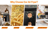 Freidora de aire 4L Negro, Air Fryers Sin Aceite, con Cesta, fácil limpieza, controles simples de perilla, Temporizador, cocina saludable para familias de 1 a 4, diseño de cuerpo mate - details 3