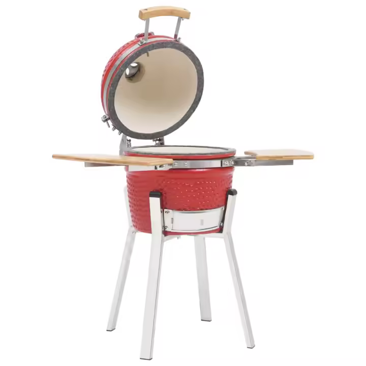 vidaXL Kamado Barbacoa de Carbón con Estantes Parrilla Quemador Cerámica 76 cm BBQ Color Negro,  Rojo, y mas - 1