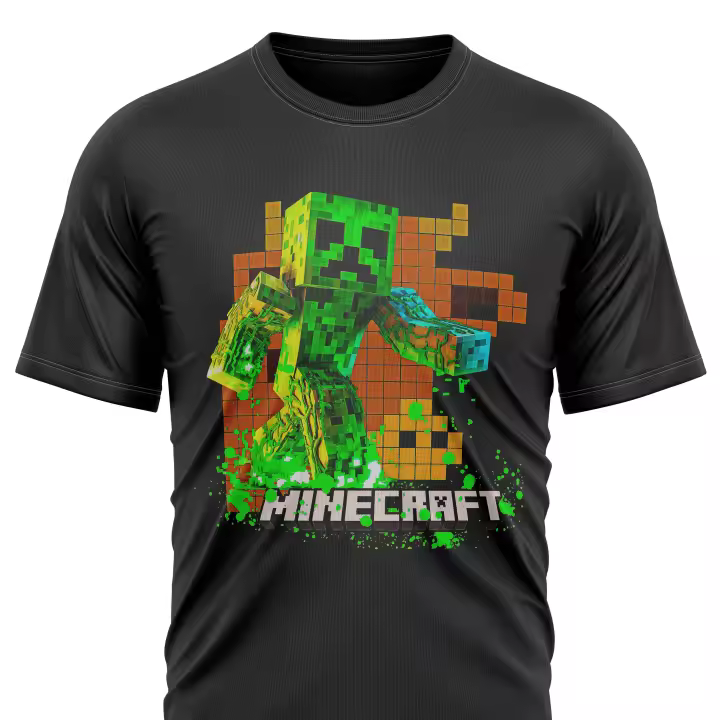 Camiseta 100% algodón estampada Minecraft LA FACTORIA - 1