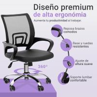 DASCK - Silla de Oficina Silla de Malla Altura Ajustable para Trabajo Silla Escritorio Ergonómica Giratoria Posición reclinable hasta 125º - details 1