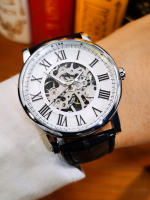 Reloj Mécanico De Lujo Para Hombre WINNER Diseño Minimalista Con Manos Luminosas Cuerda De Correa De Cuero Casual Adecuado Para Negocios - details 6