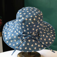 Sombrero Para Mujer Verano Impresión De Amor Gran Alas Protección Solar Algodón Y Lino Plegable Sombrero De Pescador - details 0