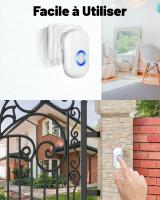 Timbre inalámbrico para Exterior, resistant to Agua IP44, éxito de 150 m, 32 melodías, 4 niveles de volumen (50-100 dB), 1 transisor Y 1 receptor, LED Azul, Blanco. - details 2