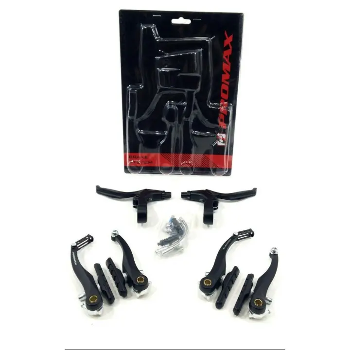 Set de frenos Promax V-Brake negro . Aluminio. arco de 110 mm. Para freno de Zapatas V-Brake y Cantiléver - 1