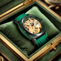Reloj Mecánico Para Hombre Elegante Y Luminoso Con Correa De Silicona Resistente Al Agua Dial De Números Romanos Estilo Lujo - details 1