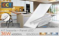 LED ATOMANT Kit de Soporte de Superficie + Panel LED 60x30cm 36W con CCT (Selector de Color Blanco Cálido, Neutro y Frío), 4000 Lúmenes Reales, Driver Incluido, Instalación Fácil en Techo, Ideal para Oficinas, Cocinas, Pasillos y Techos - details 0