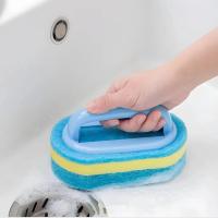 Cepillo Multifuncional Azul Para Cocina Y Baño Con Mango De Plástico Cepillo De Esponja Para Lavar El Baño Y Fregadero Ecológico - details 3