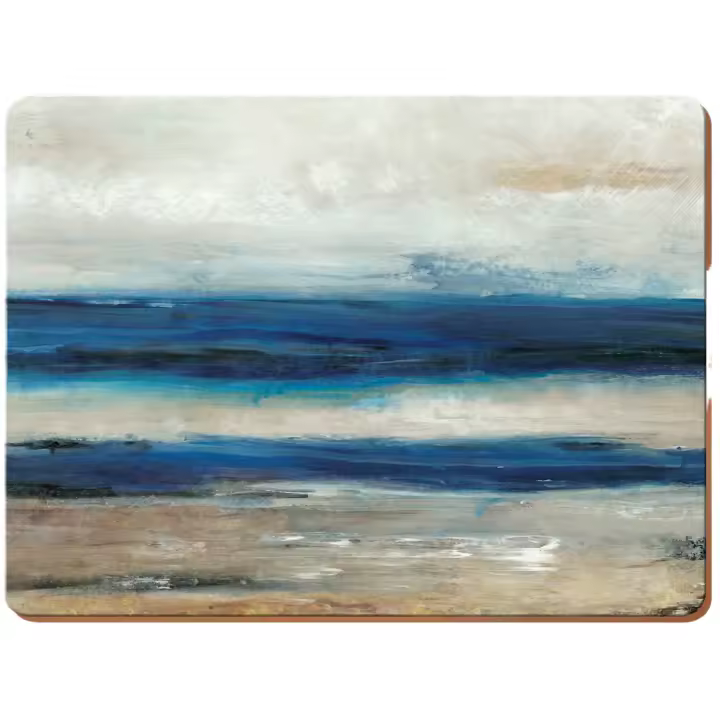 CREATIVE TOPS Juego de 4 salvamanteles Individuales Grandes con Vista al océano, Madera, Azul, Large Placemats, 4 - 1