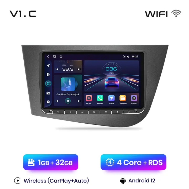 Junsun Android 13 inalámbrico CarPlay Android Auto Radio para Seat Leon MK2 2005 2006-2007 coche Multimedia navegación GPS autorradio - 1