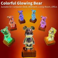 Luz Nocturna LED Proyección 3D De Ondas De Choque De Osos Con Colorido USB Decoración Atmosfera Ajustable Para Habitación Decorativo De Vidrio - details 15
