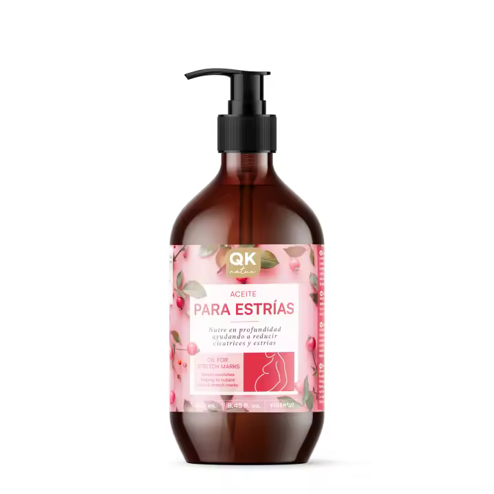 QKnatur - Aceite Antiestrías (250 ml) - Nutre e hidrata en profundidad - Ayuda a reducir y prevenir la apariencia de cicatrices y estrías - Ideal durante el embarazo - 1
