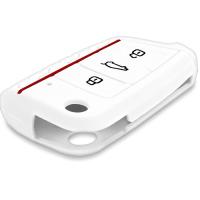 Banner - Funda silicona mando llave del coche 3 botones compatible con VW blanco rojo