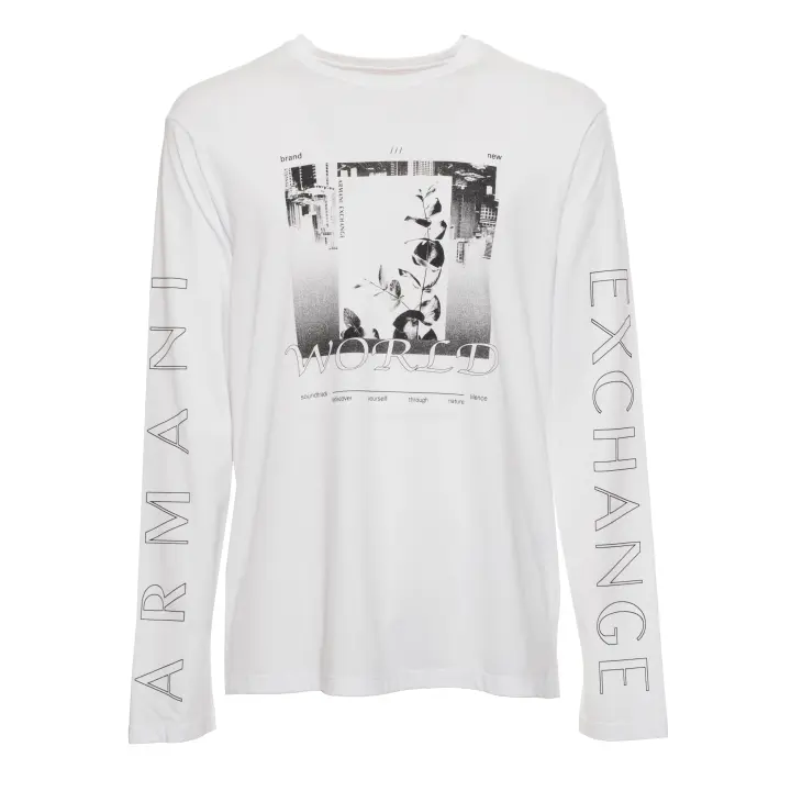 Camiseta de hombre de manga larga bicolor con cuello redondo y logotipo impreso - ARMANI EXCHANGE 6KZTFJ - 1