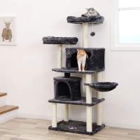 Árbol para gatos con postes recubiertos de sisal, rascador con varias plataformas y centro de actividades para gatos, color a elegir - details 7