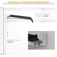 Outsunny Toldo Eléctrico Retráctil y Manual con Mando a Distancia 2,5x2 m Toldo de Exterior Terraza Enrollable con Manivela y Marco de Aluminio para Jardín Puerta Ventana Gris - details 4