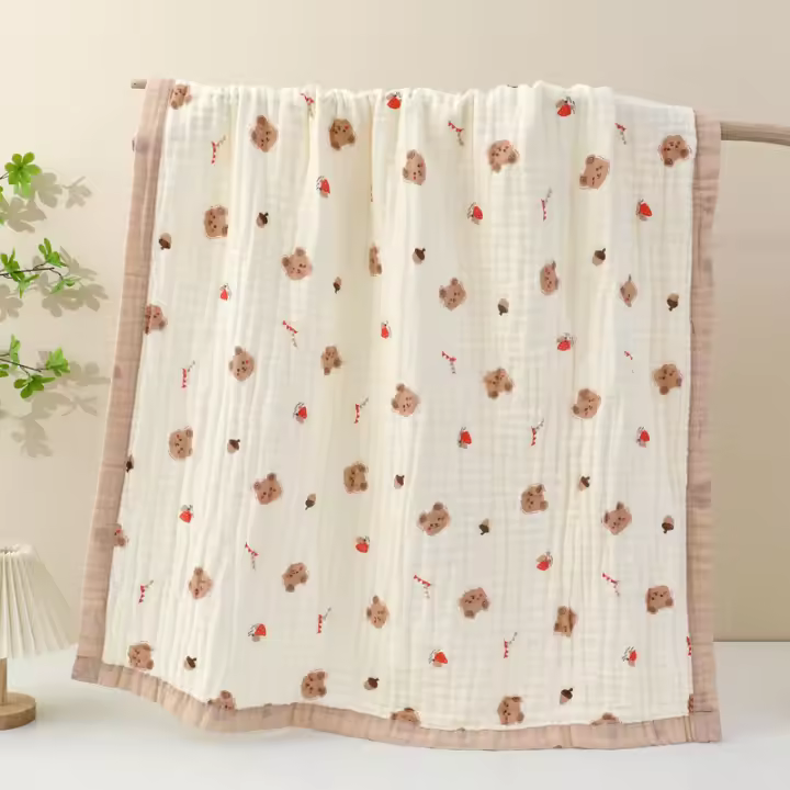 Toalla De Baño Para Bebé De Algodón Puro Super Suave Gauze Recién Nacido Cubierta Por Niño Manta Cuatro Estaciones Cálido Edredón Para Bebé Unisex 0-3Años - 1