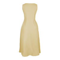 Vestido Sin Mangas De Algodón Y Lino Para Mujer Vestido De Verano Casual Cuello En V Largo Hasta La Rodilla Con Bolsillos - details 13