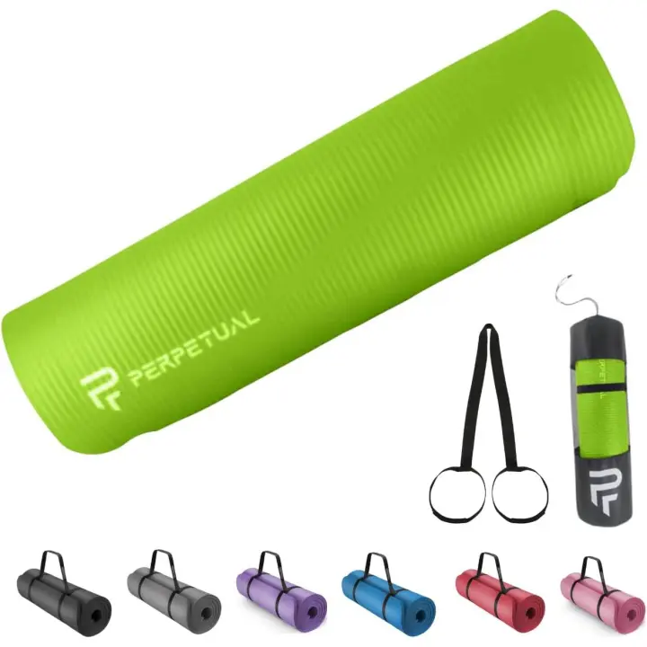 PERPETUAL® Esterilla de Yoga y Pilates de 10mm - Mat Antideslizante - Con Correa y Bolsa de Transporte - Colchoneta Gruesa y Plegable - Hombre/Mujer - Gimnasia, Fitness y Ejercicios - Gimnasio en Casa - 1