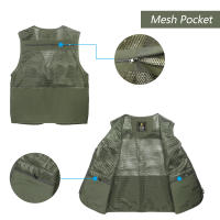 Chaleco De Pesca Transpirable Con Bolsillos De Cierre Para Actividades Al Aire Libre Y Viajes De Verano Chaleco De Trabajo De Malla Polyester Impermeable - details 2
