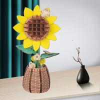 Puzzle 3D De Madera Juguete Educativo Para Niñas Ornamento Hecho a Mano Decoración De Sol Y Girasol Tamaño 34x21x0.4cm - details 0