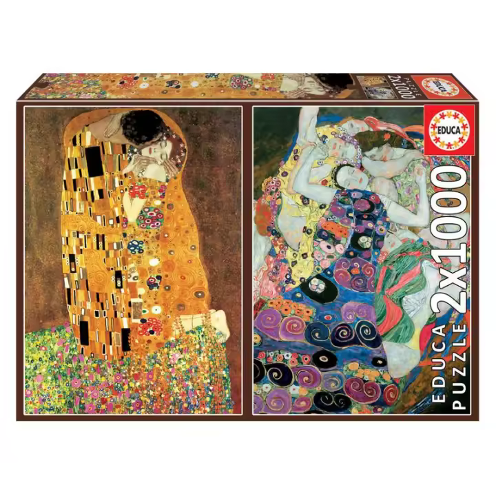 Puzzle 2x1000 piezas El beso + La Virgen Gustav Klimt 18488 EDUCA BORRAS - 1