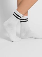 Conjunto De 6 Pares De Medias De Manga Media Para Mujer En Negro Y Blanco Absorbentes De Sudor Transpirables Y Versátiles - details 2