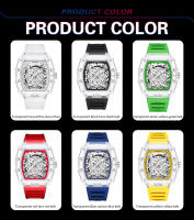 Reloj De Cuarzo Para Hombre En Forma De Barril Luminoso Y Personalizado De Silicona Alta Gama Calendario Integrado Resistente Al Agua Y Al Choque Estilo Transparente - details 6