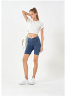 Shorts vaqueros de Mujer Push up Cruzada cinturón con bolsos y stretch - details 6
