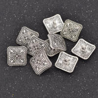 10 Piezas De Botones De Metal En Forma De Flor Cuadrada Plateada Para Tejidos 13x13mm Con Tira Para DIY Y Costura - details 4