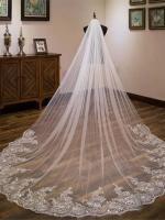 Velo De Novia Blanca De Ivoird 3x3 Metros Con Aplicaciones De Encaje Vestido De Novia De Encaje Nylon Acrílico Unido En Jiangsu China - details 4