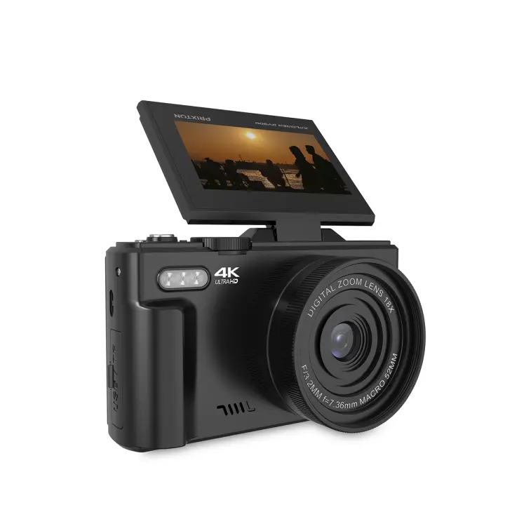 PRIXTON Cámara Digital XPLORER DV900, WiFi, App Móvil, Pantalla Giratoria LCD IPS, Resolución 4K y 64M, 9 Funciones de Cámara, Batería extraíble Recargable, Autonomía 1,5h, Tarjeta SD hasta 128GB - 1