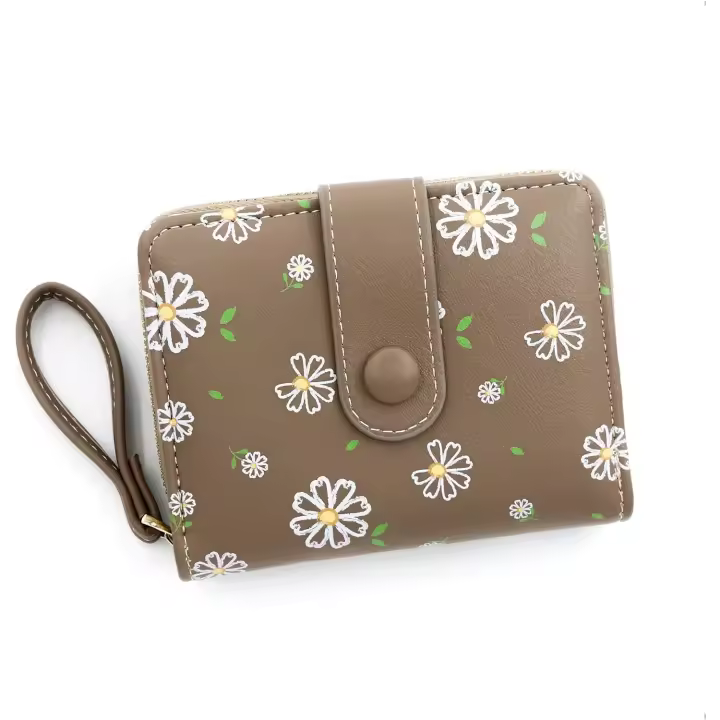 Cartera para Mujer, Modern Y elegant with estampado de margaritas, Monedero with Cremallera exterior, tarjetero y Ventana para Identificación. - 1