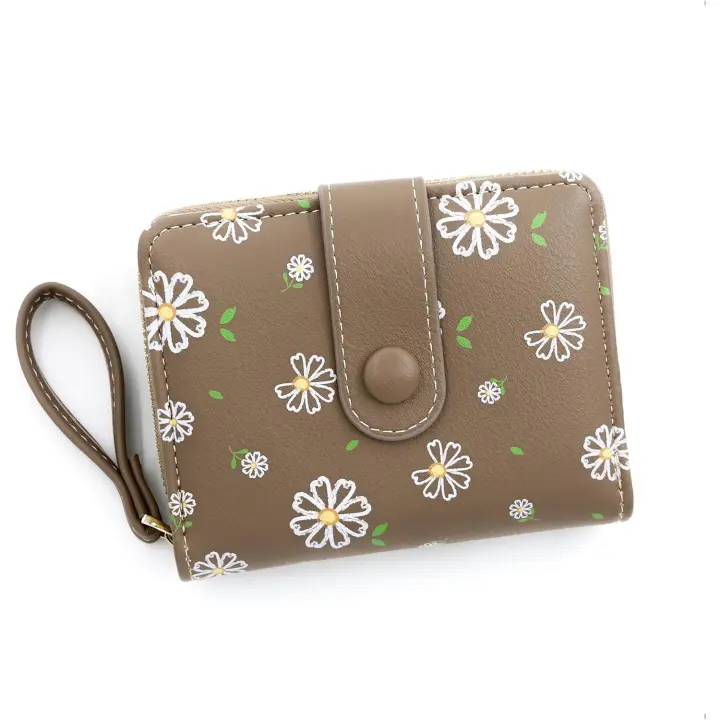 Cartera para Mujer, Modern Y elegant with estampado de margaritas, Monedero with Cremallera exterior, tarjetero y Ventana para Identificación. - 1