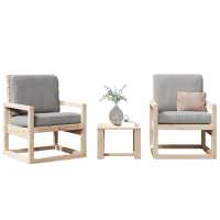 vidaXL Juego de muebles de jardín 3 pzas madera maciza abeto Douglas en color Douglas natural/Pino natural/Blanco y más | almacenamiento funcional diseño moderno para baño dormitorio sala - details 1