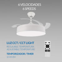 Ventilador de Techo Retráctil con Luz LED 72W CCT Regulable, Motor DC Silencioso de 6 Velocidades, Control Remoto, Ø1070mm – Ventilador de Techo Moderno para Salón, Dormitorio, Oficina ostark-LEDUNI - details 3