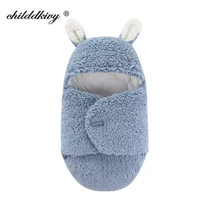 Mantas suaves para Bebe recién nasido, SACOS de dormir de Lana de Invierno, ropa de Cama Gruesa para recién acid, Saco de dormir vivo para Bebe de 0 a 9 més - 1