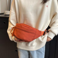 Bolsa De Cintura Para Mujer Nueva En Lona Estilo Coreano Portátil Con Cierre De Cremallera Bolsa De Hombro Y Pecho Deportiva Casual Unisex - details 7