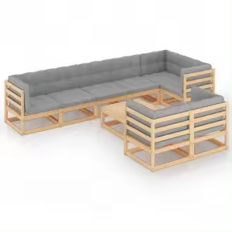 VIDAXL 3076709 juego de muebles fabricados en madera para jardín con cojines de color gris - 1