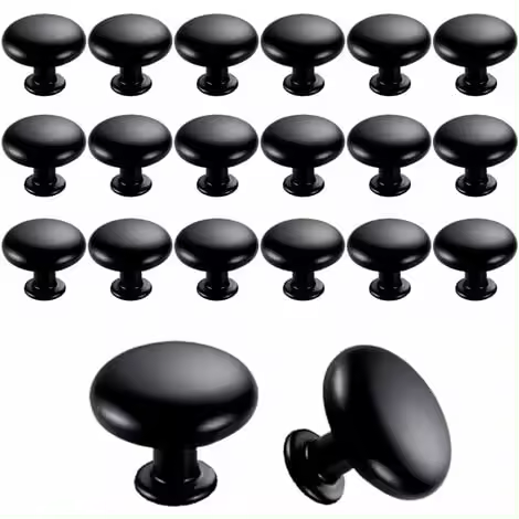 20 pomos para puertas y cajones de 30 mm, estilo vintage, para muebles y armarios de cocina (negro) - 1