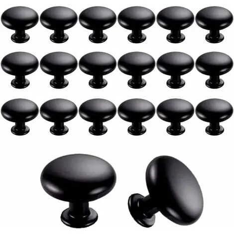 20 pomos para puertas y cajones de 30 mm, estilo vintage, para muebles y armarios de cocina (negro) - 1