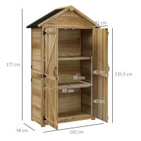 Armaro de Jardín, Caseta de Jardín de Madera de 0.43 m2, Caseta de Jardín con Tejado de asfalto, dos, Balcón con armarario de Jardín con cerradura, Terraza, color natural, 102x54x177 cm - details 6