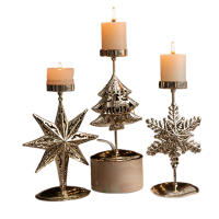 Soporte De Vela De Árbol De Navidad De Hierro Fundido Dorado Con Estrella Y Ciervo Decoración De Mesa Para Navidad Y Año Nuevo - details 9