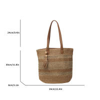 Bolso De Hombro De Paja Para Mujer De Verano De Alta Calidad Bolso De Viaje Hecho a Mano Gran Capacidad De Bolsas De Playa Estilo De Cesta Con Cierre De Cremallera - details 18