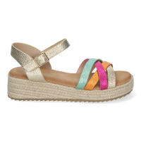 Davinia Shoes Sandalias Planas para Mujer, con Yute, Elegantes y Comodas con Tiras Cruzadas y Hebilla Ajustable, Ideales para Verano. Shoes&Blues.es CF-2480-Multi - details 1